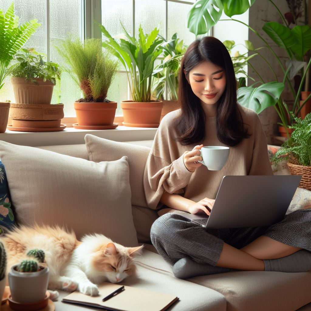 image of a woman blogging